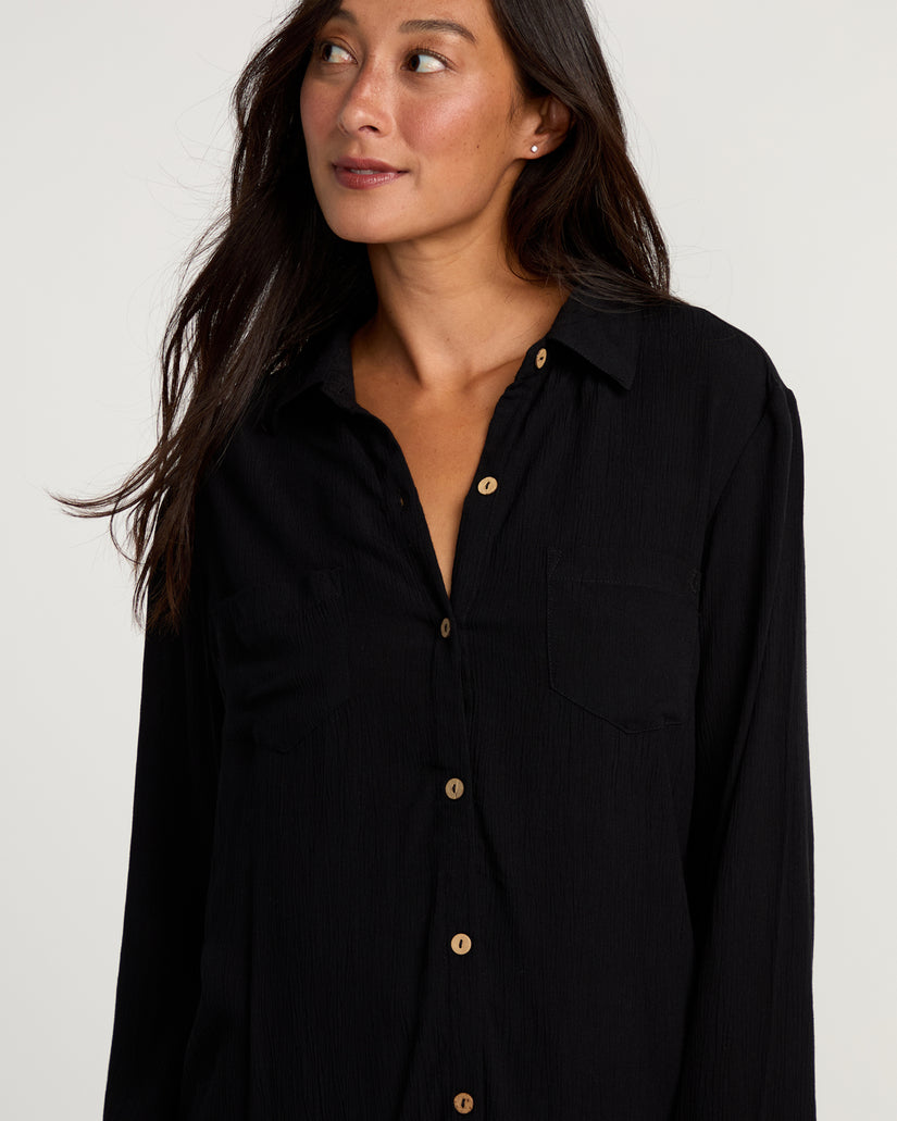 Womens Castaway Oversized Top - Off Black