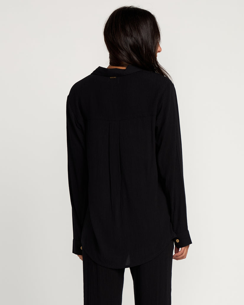 Womens Castaway Oversized Top - Off Black