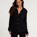 Womens Castaway Oversized Top - Off Black