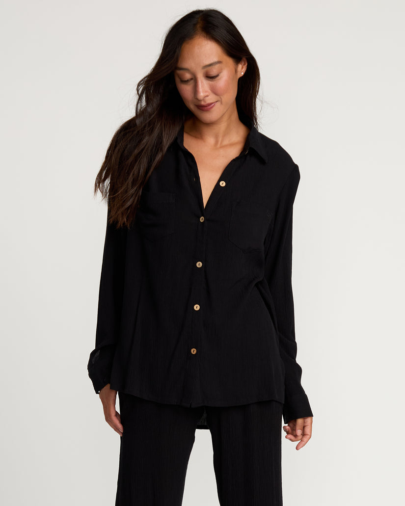 Womens Castaway Oversized Top - Off Black