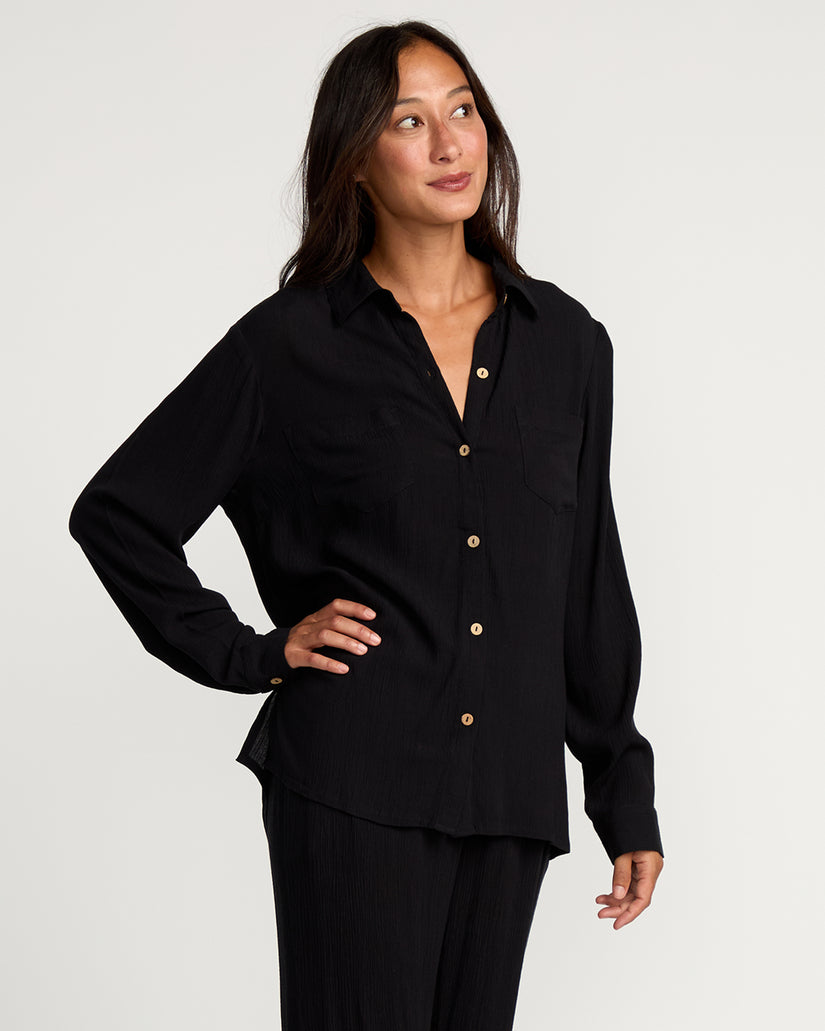 Womens Castaway Oversized Top - Off Black