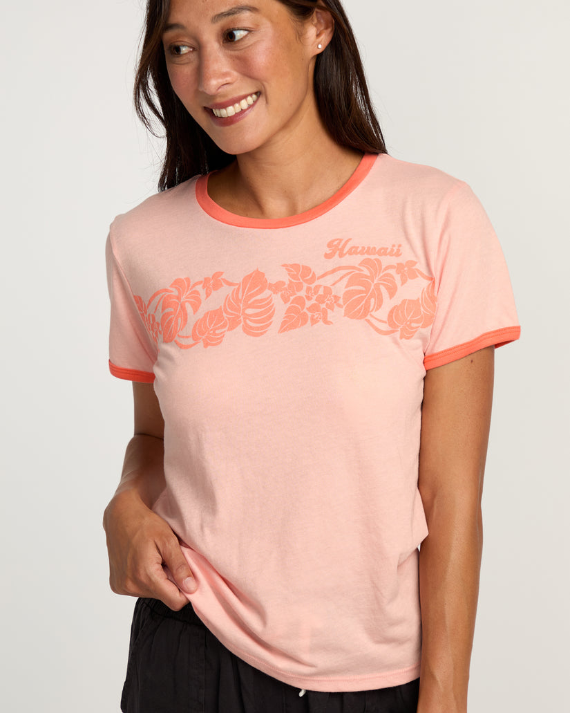 Womens Mala Ringer Short Sleeve Tee - Royal Hawaiian