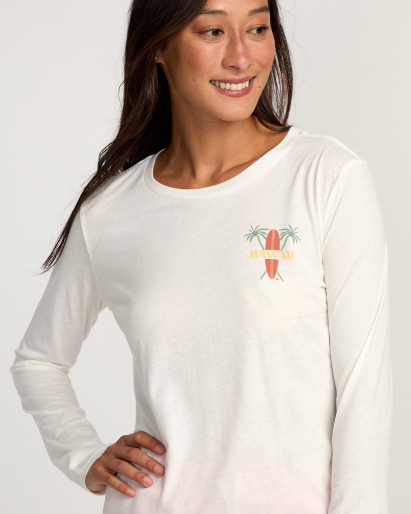 Womens Wahine Surf Club Long Sleeve T-Shirt - Salt Crystal