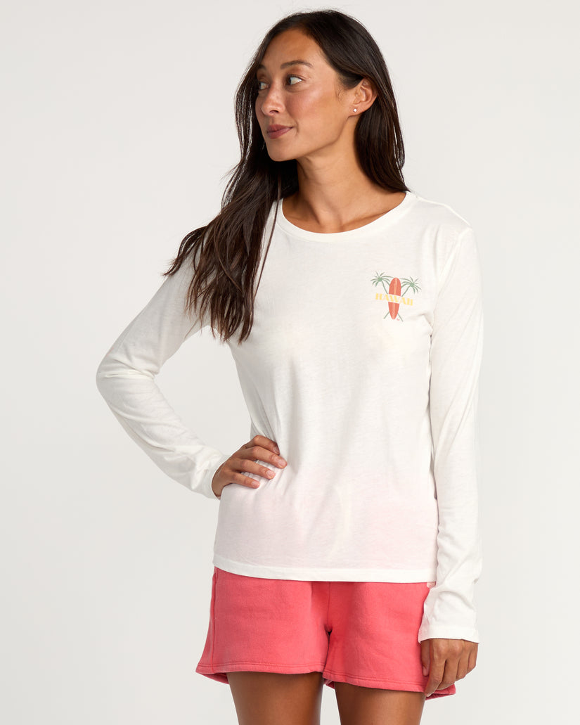 Womens Wahine Surf Club Long Sleeve T-Shirt - Salt Crystal