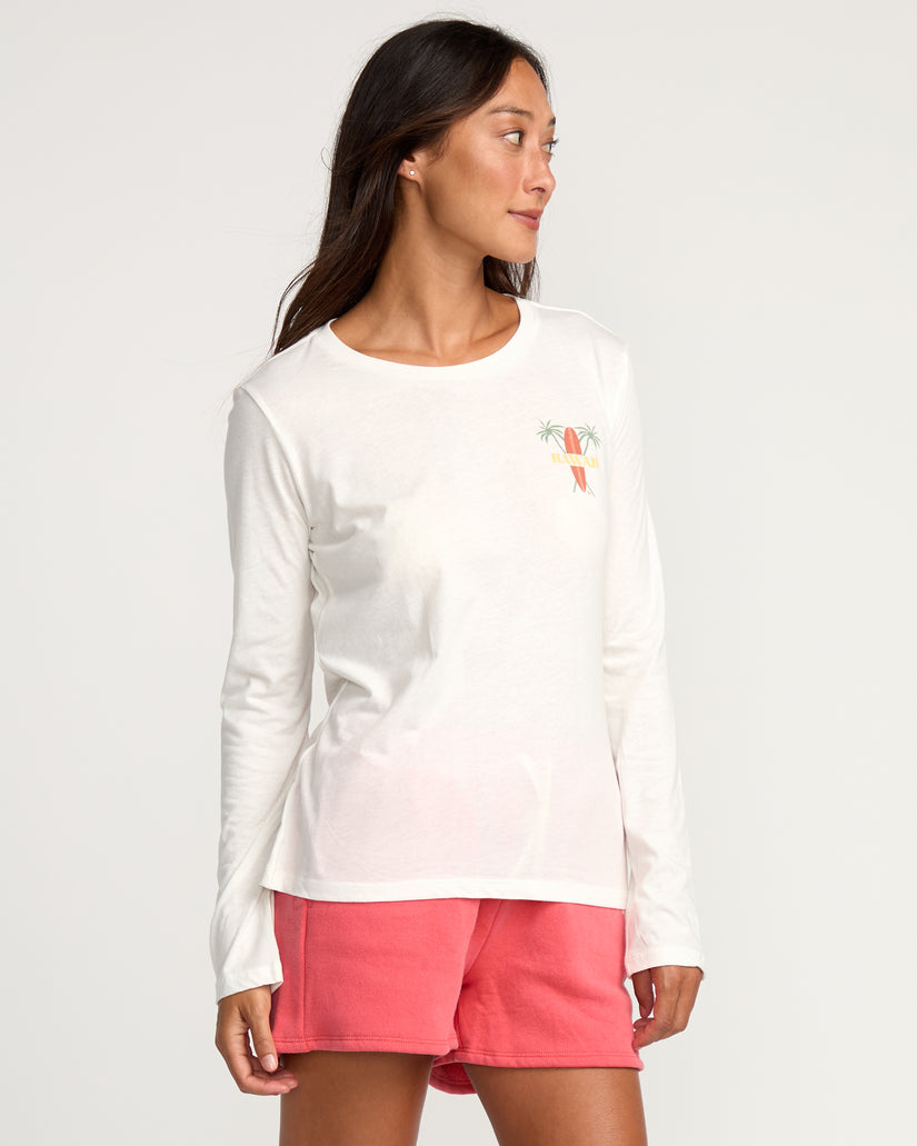 Womens Wahine Surf Club Long Sleeve T-Shirt - Salt Crystal