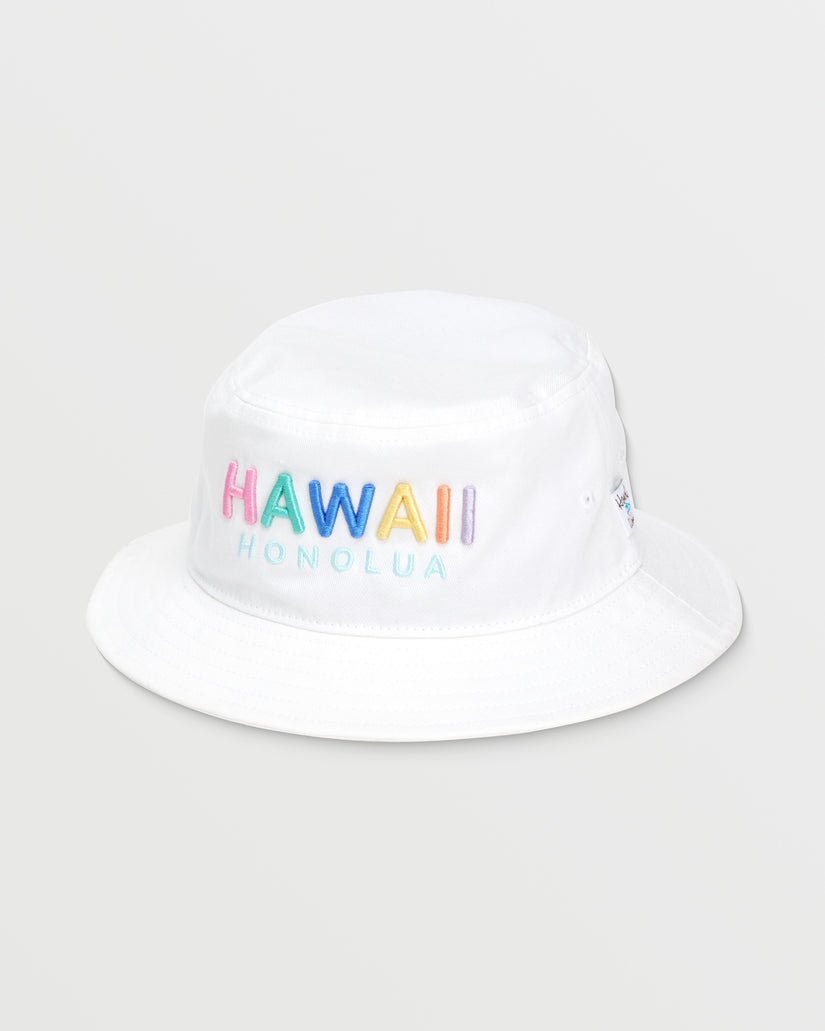 Girls Hawaii Bucket Hat - White