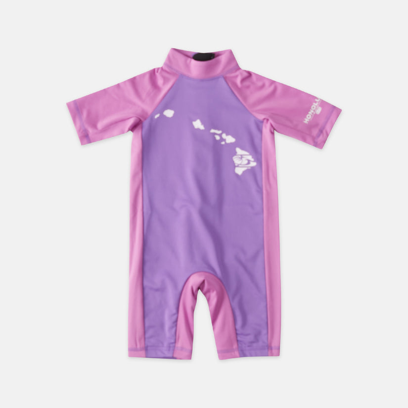 Little Boys Swim Fin Short Sleeve Rashguard - Purple
