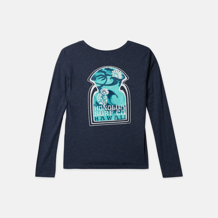 Womens Blue Crush Long Sleeve Tee - Navy