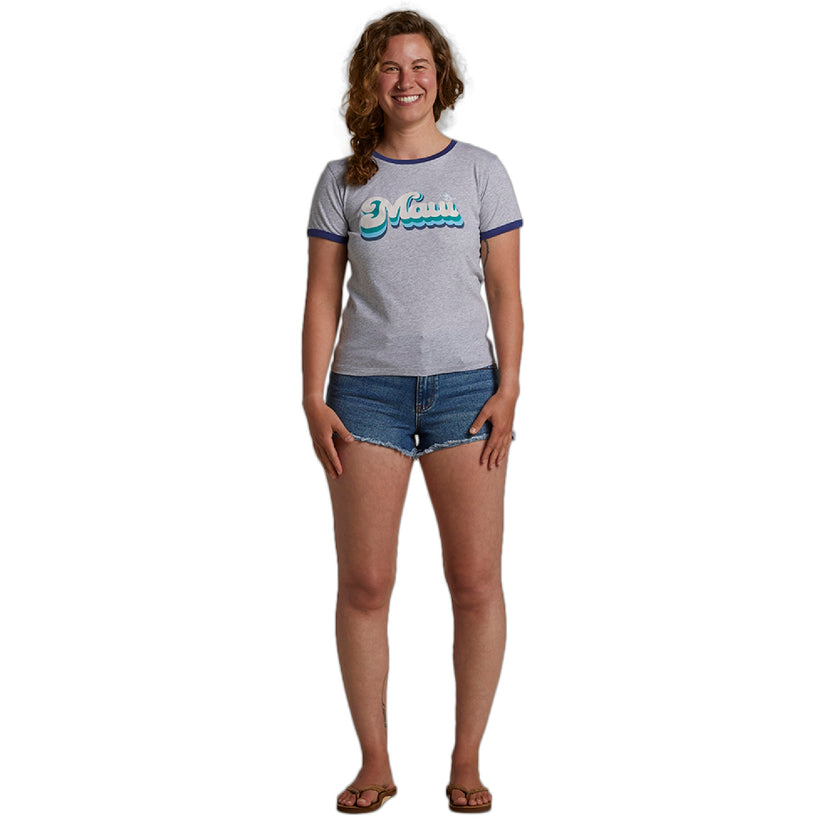 Womens Ma-Maui Ringer Short Sleeve Tee - Heather Grey