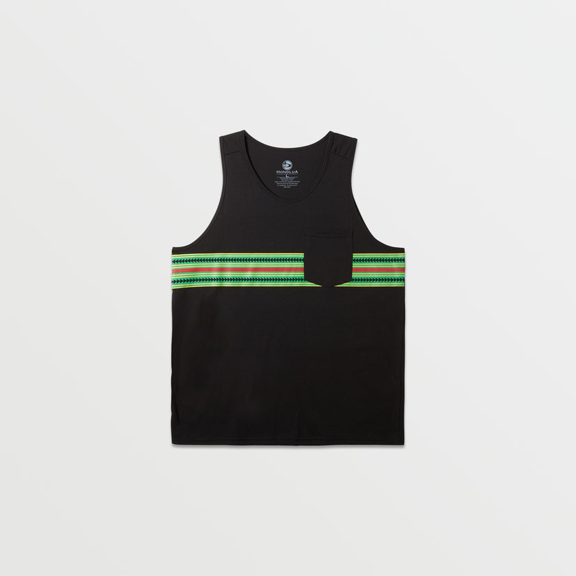 Mens Stripey Tank - Black